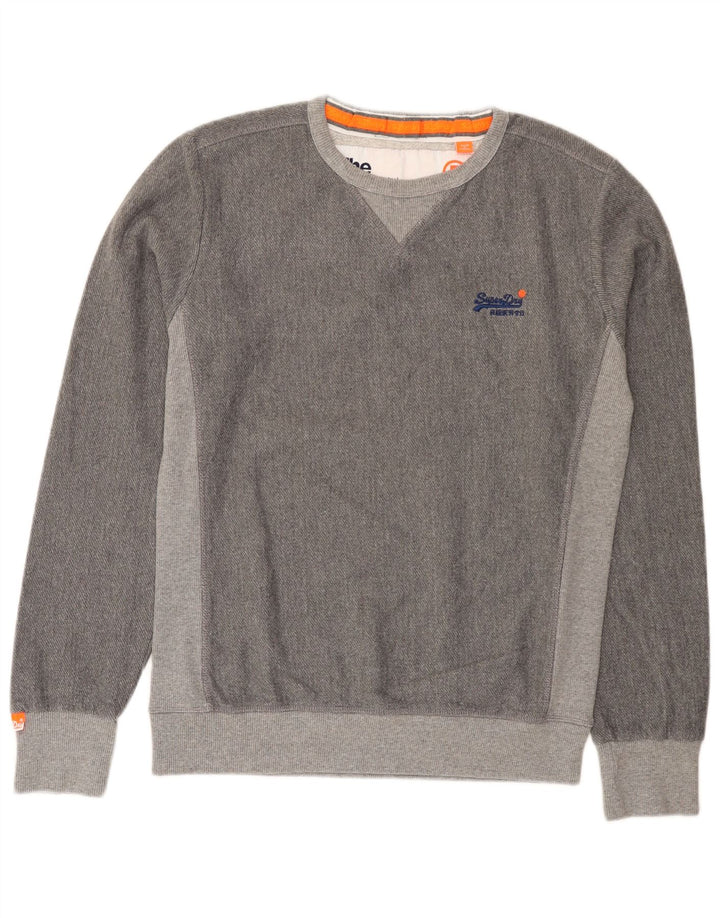 Pulover Superdry pentru bărbați, poliester color bloc, gri mediu