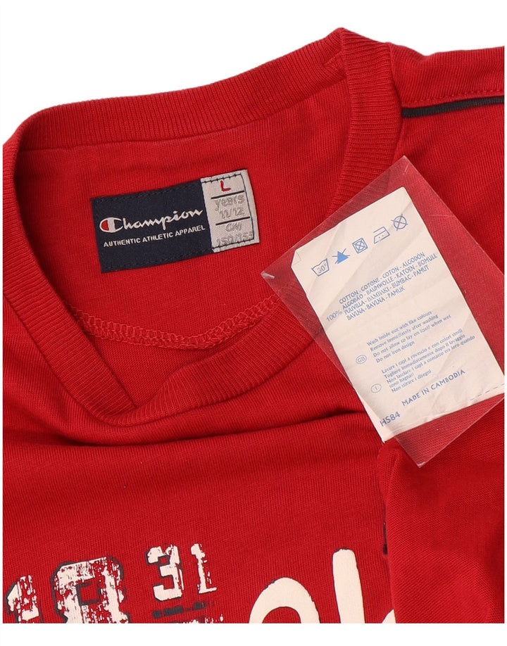 Vesta grafică pentru băieți CHAMPION Top 11-12 ani, mare, roșu, bumbac color bloc