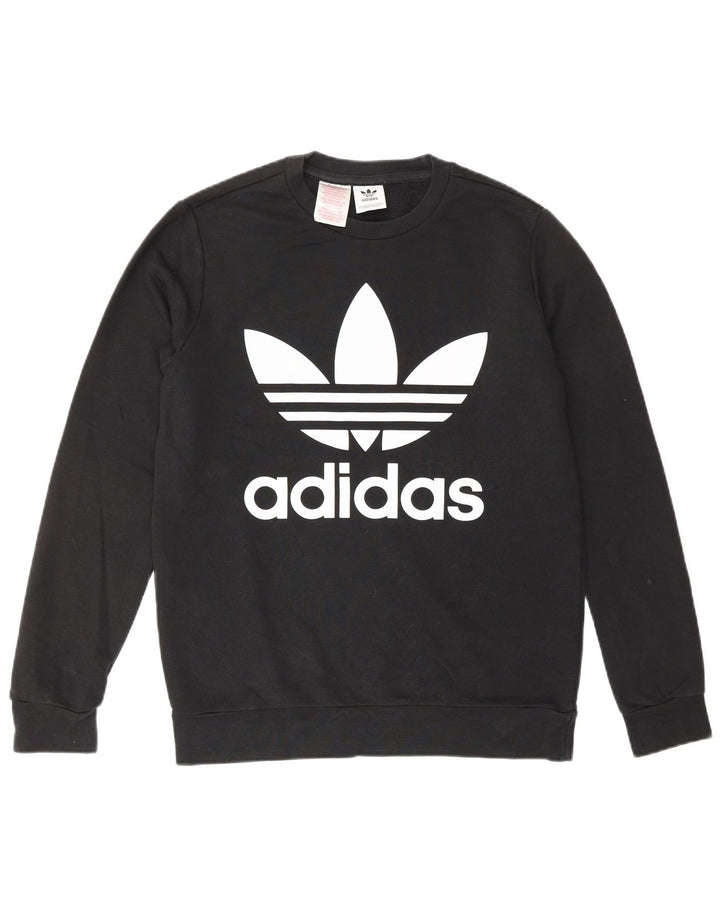 Hanorac grafic pentru bărbați ADIDAS Pulover mic, negru, bumbac