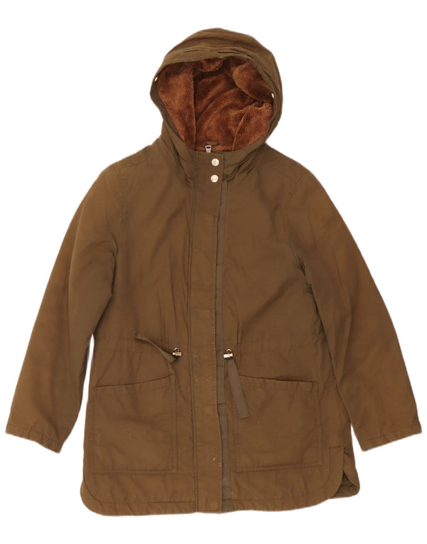 Jachetă parka Sherpa cu glugă pentru fete Zara 13-14 ani kaki