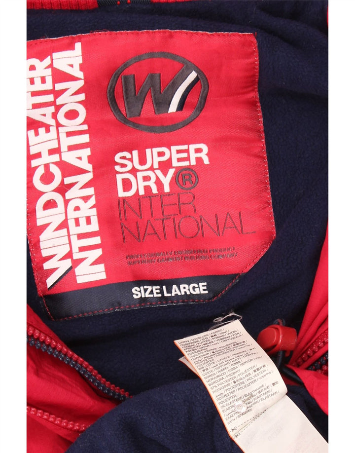 Jachetă Windbreaker cu glugă Superdry pentru femei UK 16 Large Red