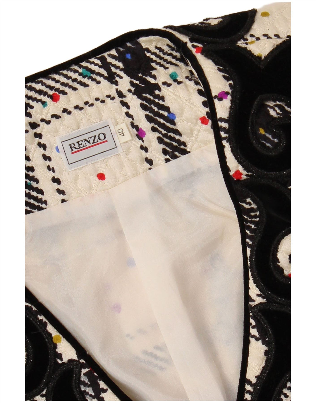 Jachetă pentru femei supradimensionată RENZO, IT 40, cu carouri mici, în alb