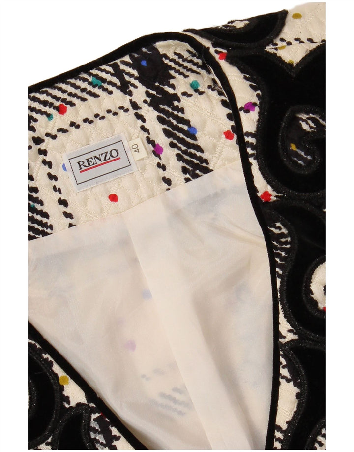 Jachetă pentru femei supradimensionată RENZO, IT 40, cu carouri mici, în alb