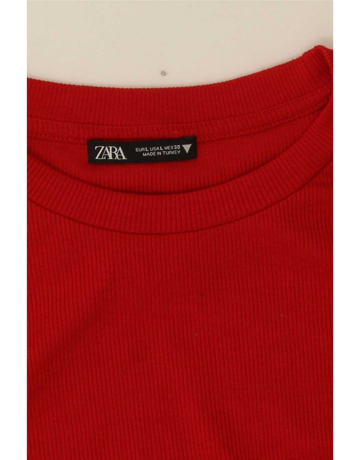 Crop Top pentru femei Zara cu mânecă lungă UK 14 mare roșu