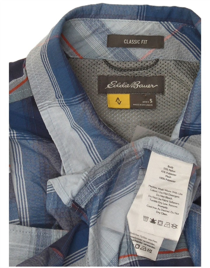 Cămașă cu mânecă scurtă pentru bărbați EDDIE BAUER, nailon cu carouri mici, albastru