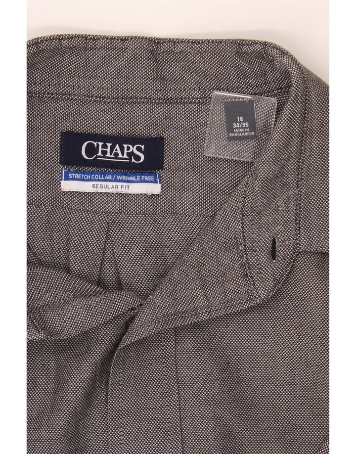 CHAPS Mens Wrinkle Free Regular Fit Shirt Size 16 Large Grey Vintage Chaps and Second-Hand Chaps from Messina Hembry 