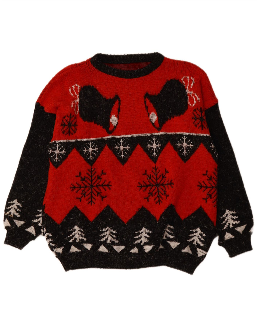 Pulover VINTAGE pentru bărbați cu gât roșu XL Fair Isle