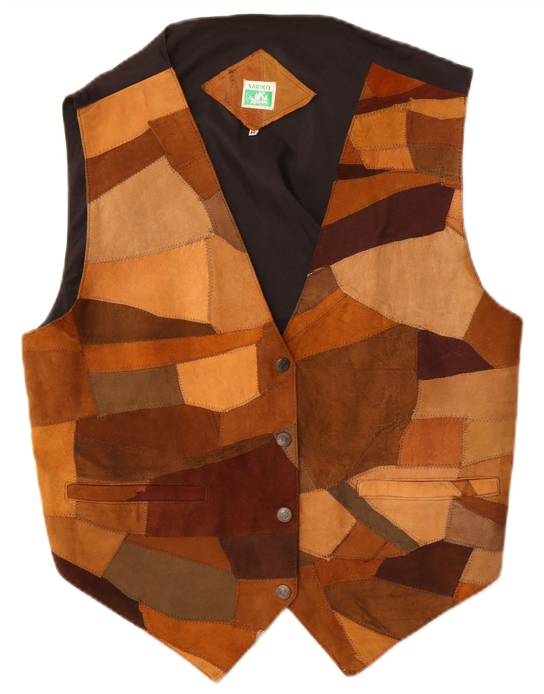 Vestă de damă vintage din piele intoarsa UK 14 maro mediu din piele mozabila