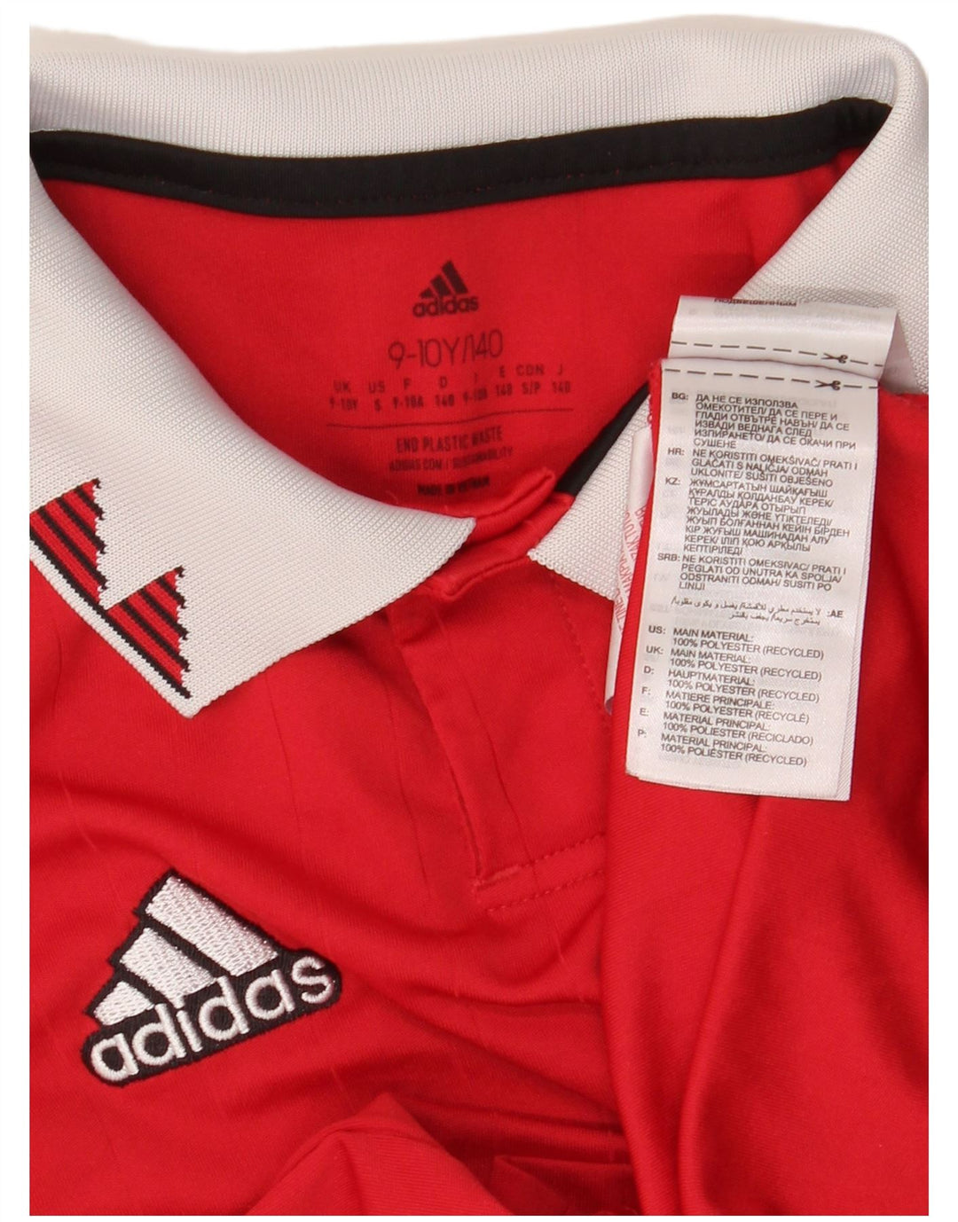 Tricou polo ADIDAS pentru băieți Manchester United, 9-10 ani, roșu, poliester