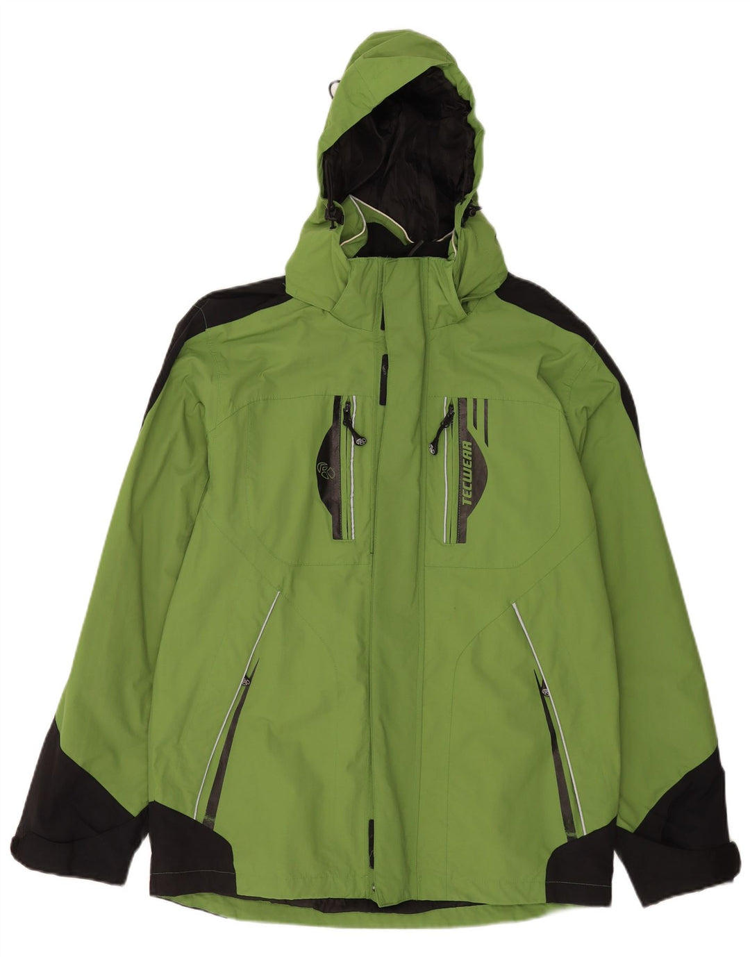 Jachetă de ploaie vintage pentru bărbați cu glugă, UK 38/40, verde mediu, poliamidă color bloc