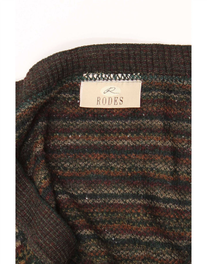 Pulover cardigan pentru bărbați Rodes 2XL maro lână geometrică