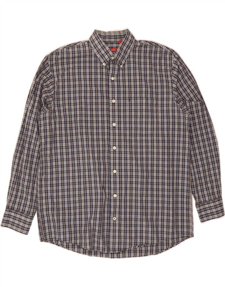 IZOD Mens Shirt XL Navy Blue Check Cotton Vintage Izod and Second-Hand Izod from Messina Hembry 