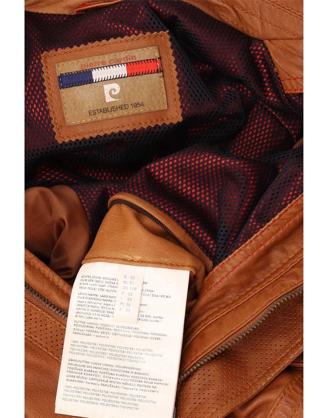 Jachetă de piele pentru bărbați Pierre Cardin UK 40 Mare, maro, din piele