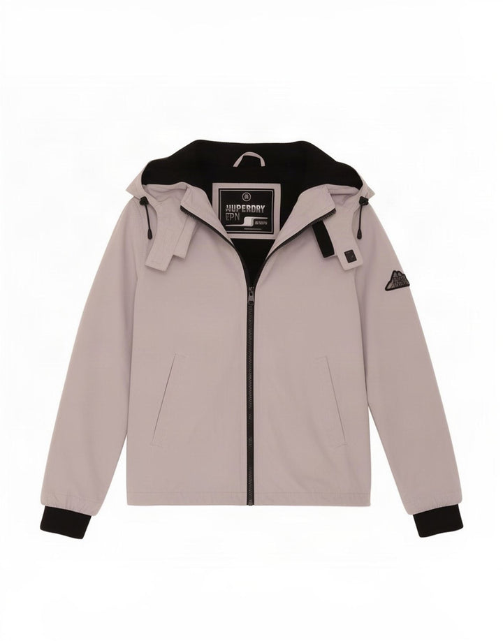 Superdry Jachetă de ploaie cu glugă pentru femei UK 12 Medium Gri Poliester