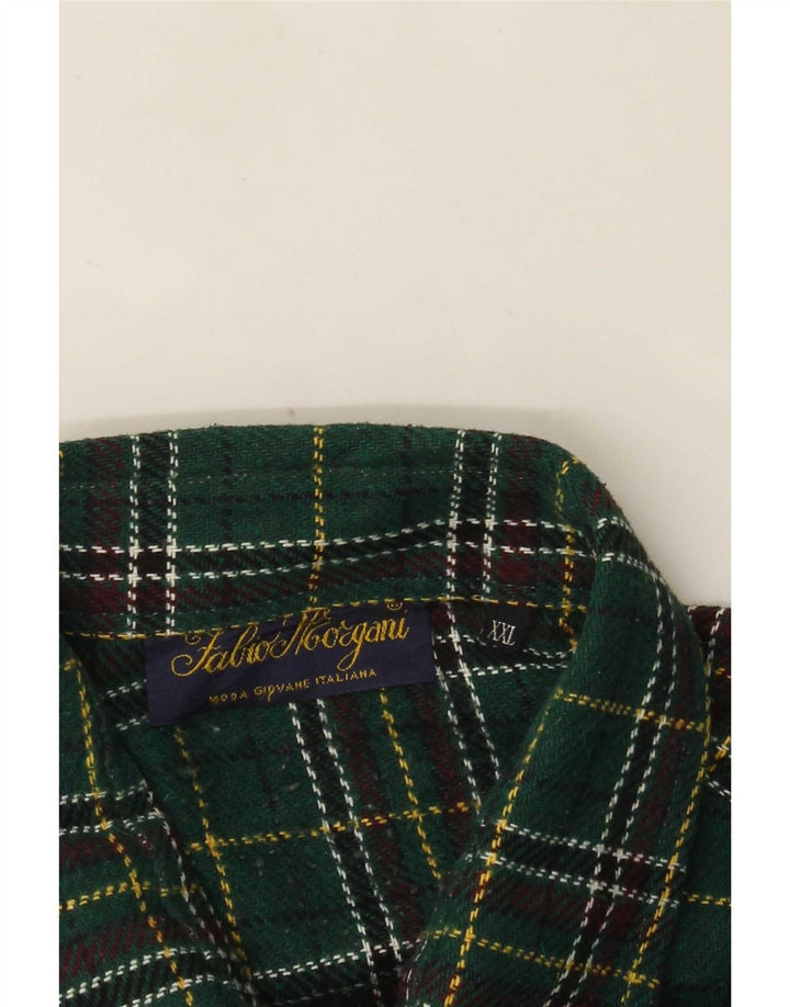 Cămașă Vintage pentru bărbați Cămașă de flanel 2XL verde check
