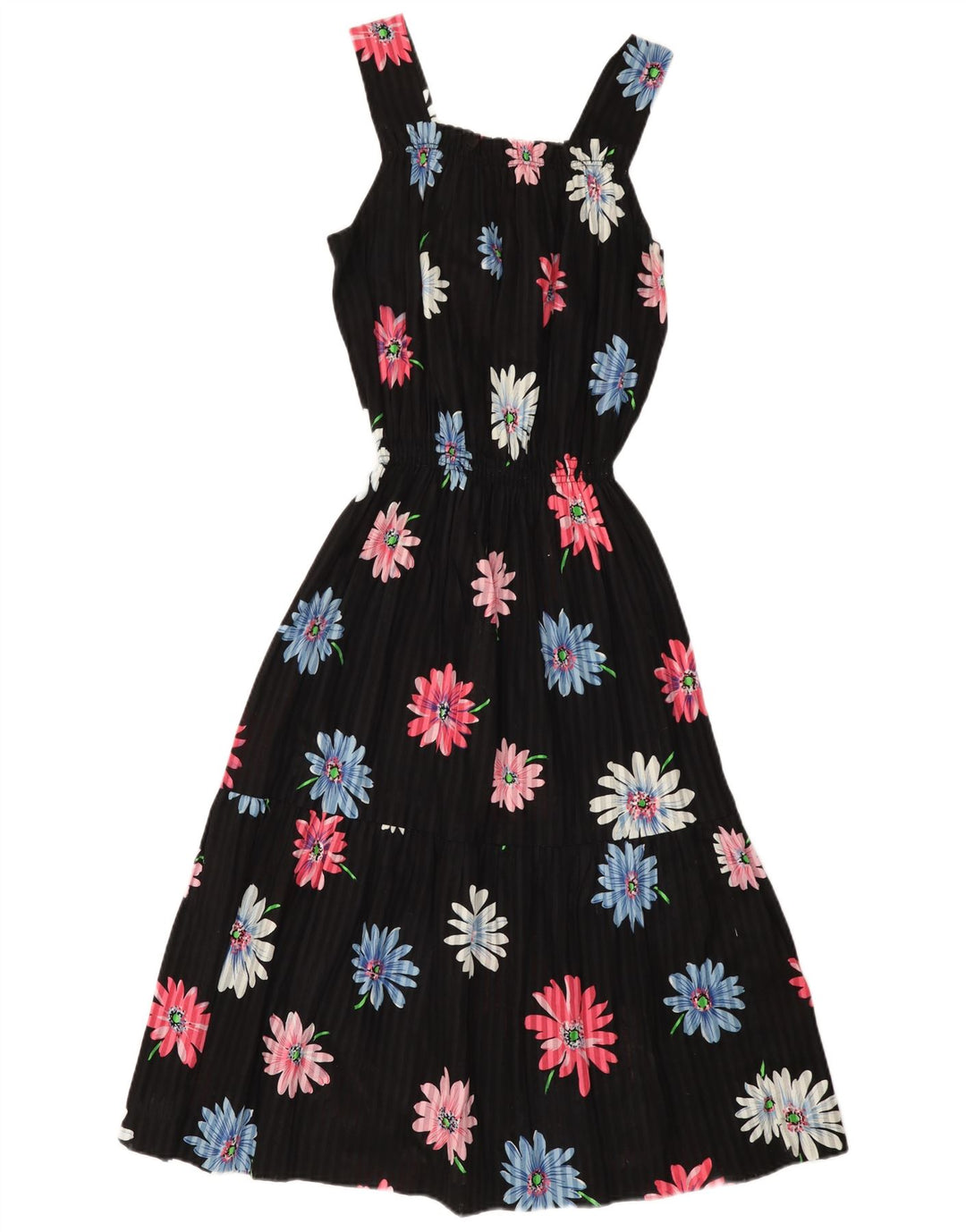 Rochie de soare vintage pentru femei UK 12 Medium Black Floral