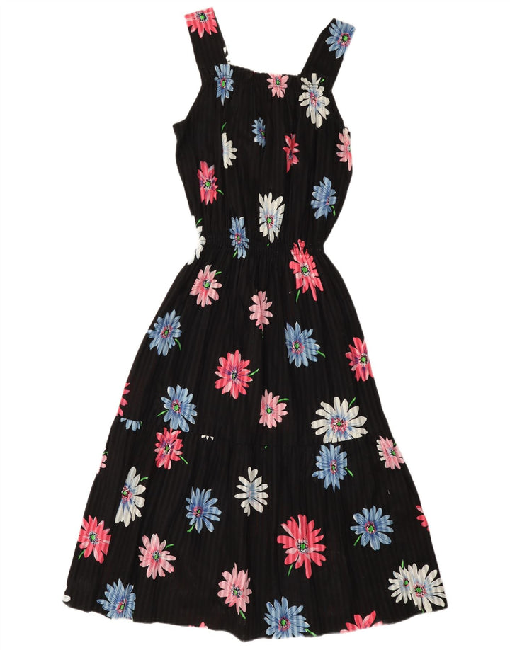 Rochie de soare vintage pentru femei UK 12 Medium Black Floral