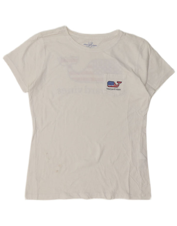 VINEYARD VINES Tricou grafic pentru femei Top UK 10 Small White Bumbac