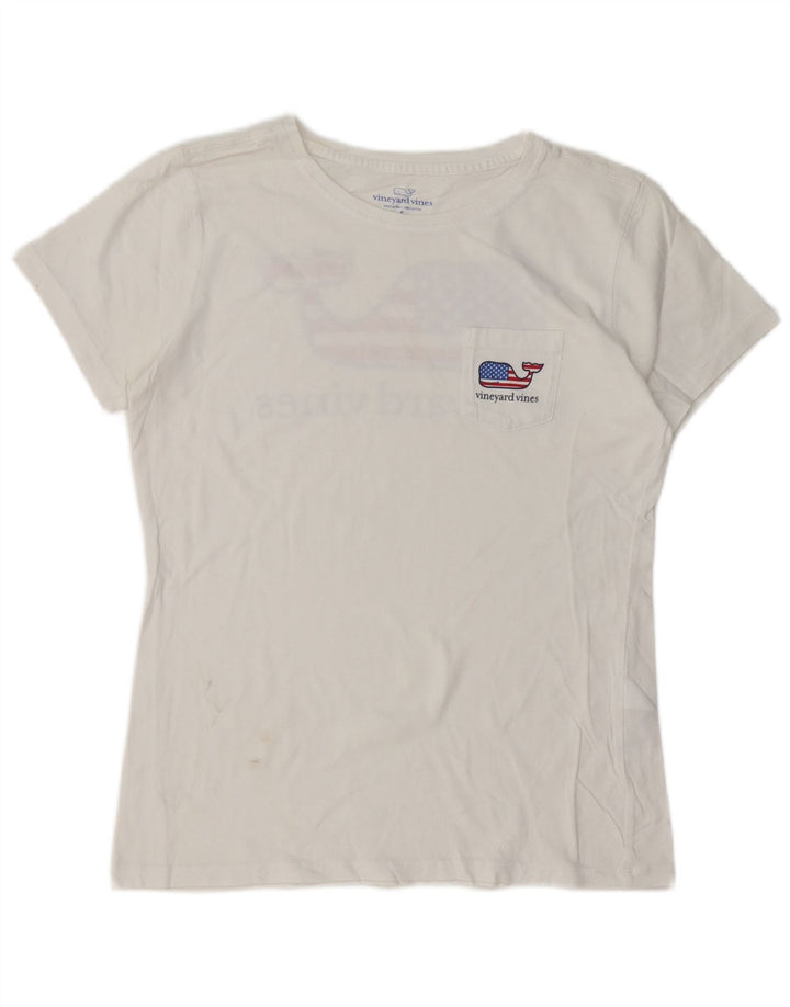 VINEYARD VINES Tricou grafic pentru femei Top UK 10 Small White Bumbac
