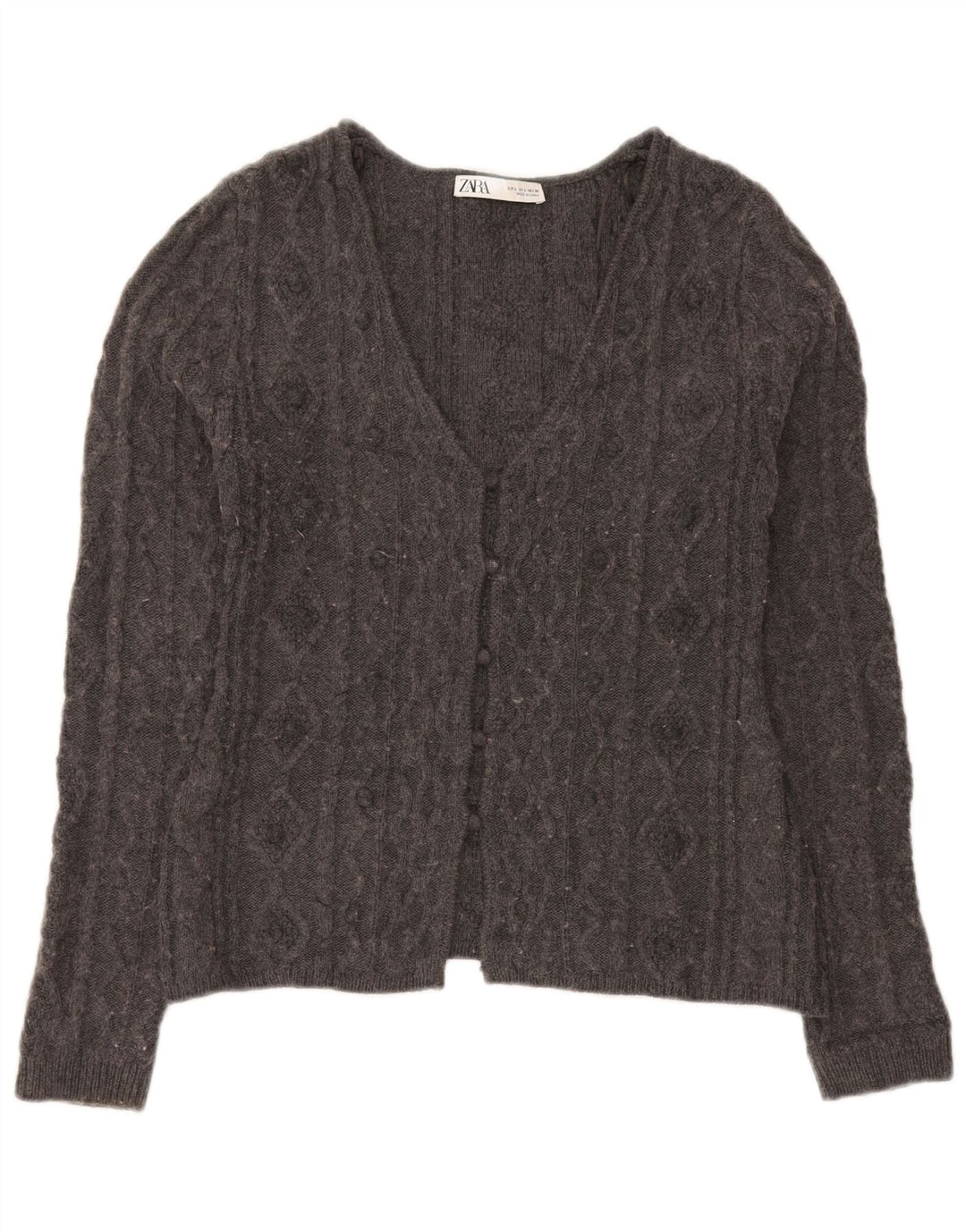 Pulover cardigan pentru femei Zara UK 14 mare, gri acrilic
