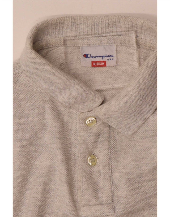 Tricou polo pentru bărbați Champion cu mânecă lungă, gri mediu cu pete