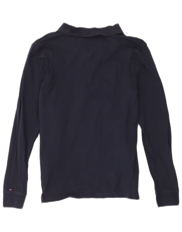 Tricou polo cu mânecă lungă cu grafică Tommy Hilfiger pentru băieți 11-12 ani, albastru bleumarin