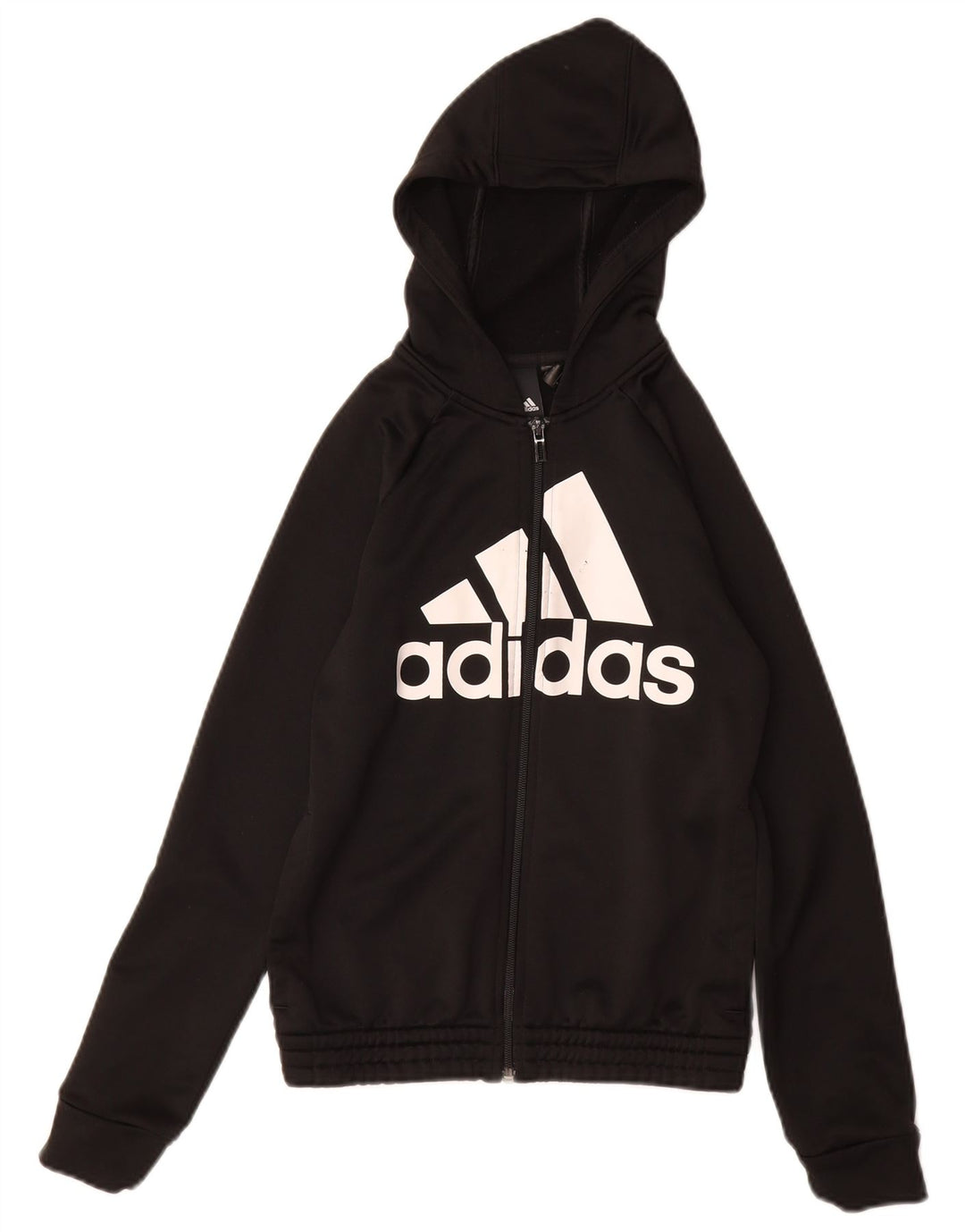 Pulover pentru fete ADIDAS Graphic Zip Hoodie 11-12 ani poliester negru