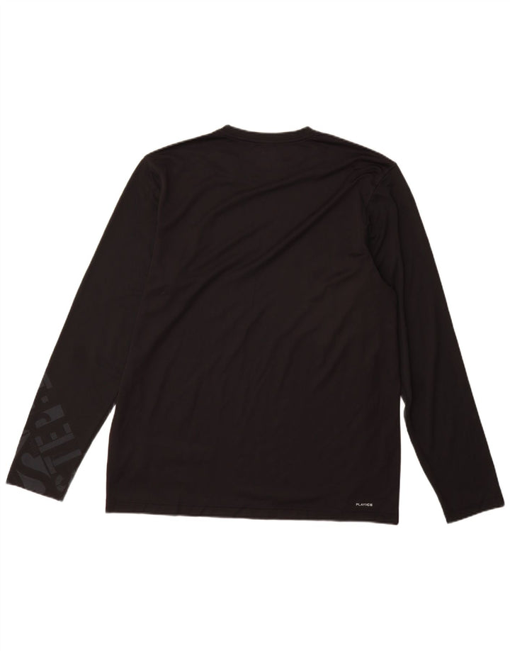Top grafic Reebok pentru bărbați cu mânecă lungă, mare, negru, poliester