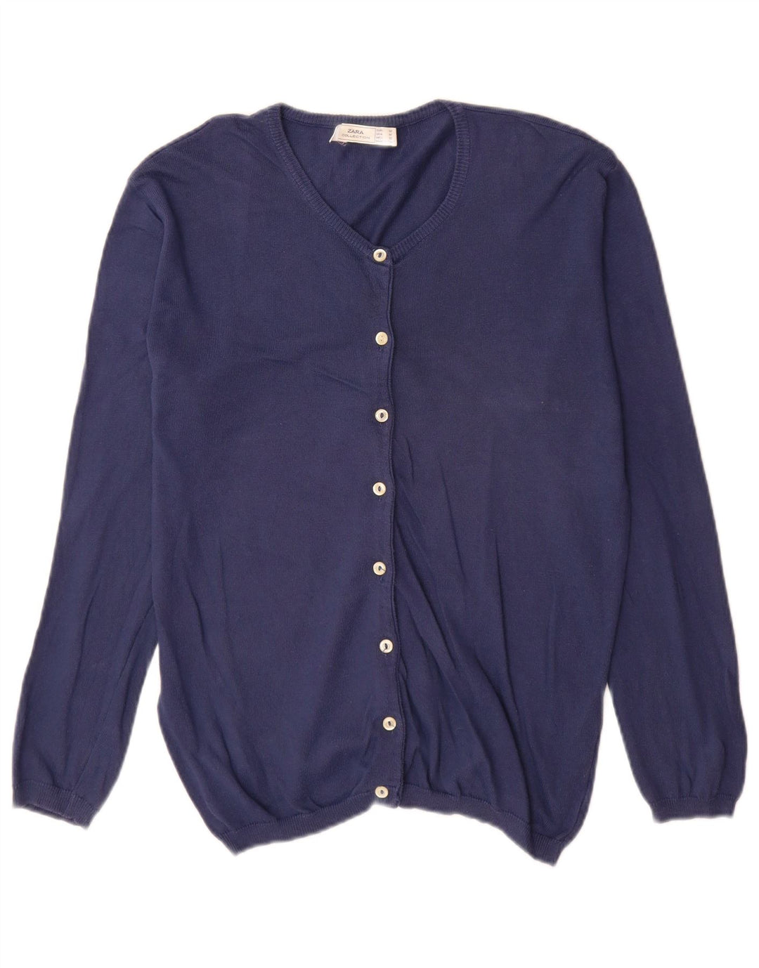 Pulover cardigan pentru femei Zara UK 14 Medium Bluemarin Bumbac