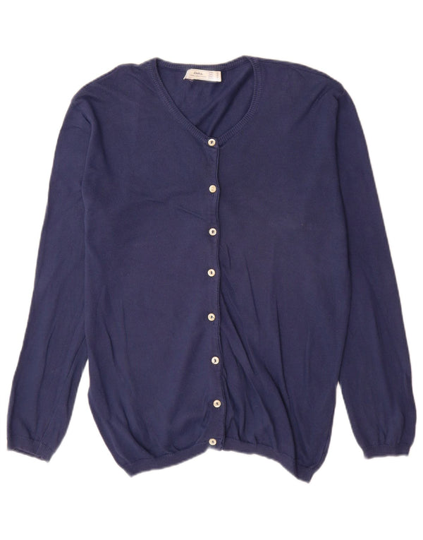Pulover cardigan pentru femei Zara UK 14 Medium Bluemarin Bumbac