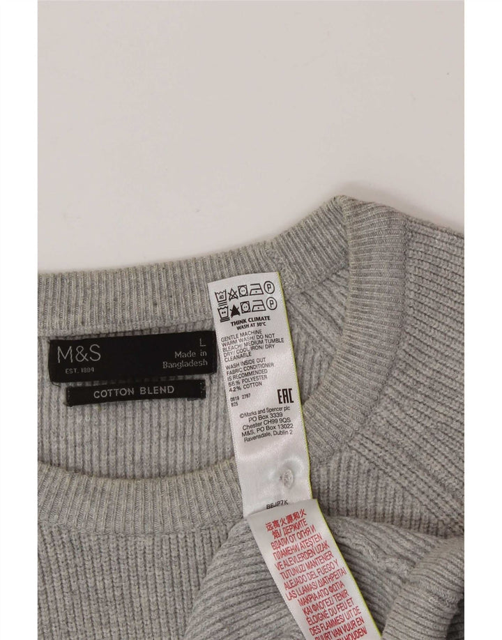 Marks & Spencer Pulover pentru bărbați cu gât roșu, poliester mare, gri