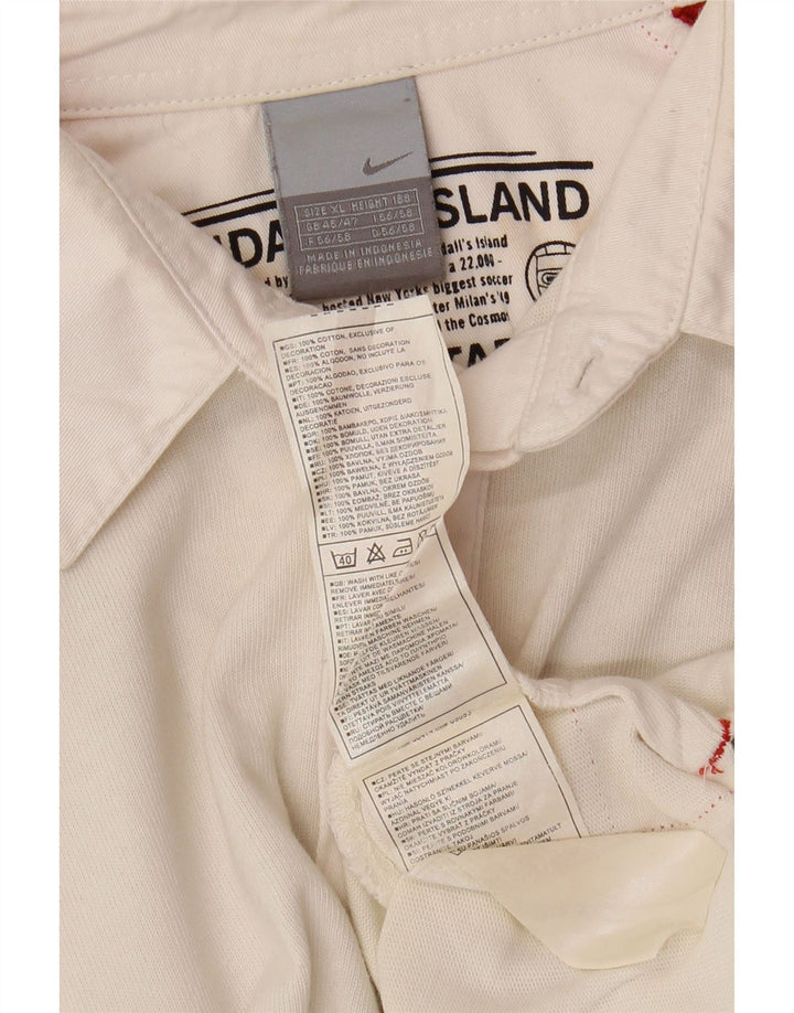 Tricou polo rugby cu mânecă lungă pentru bărbați NIKE UK 45/47 XL, alb, bloc de culoare