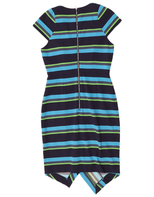 Karen Millen Rochie asimetrică bodycon pentru femei UK 12 Medium bleumarin cu dungi