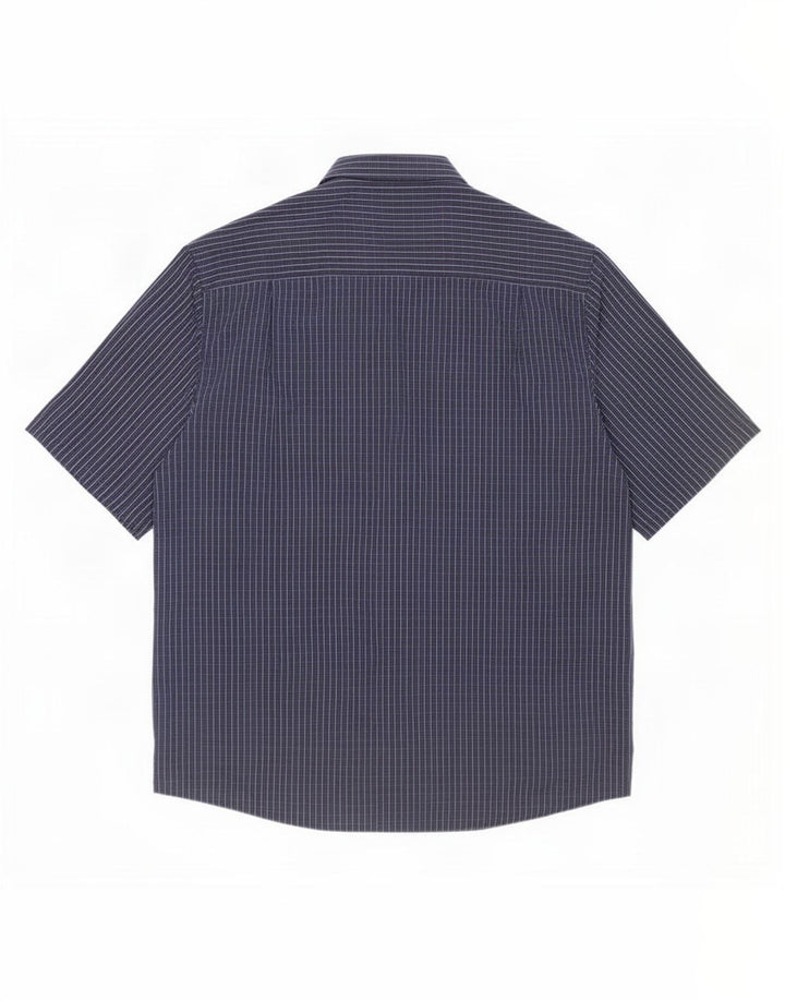 Cămașă cu mânecă scurtă pentru bărbați James Pringle 2XL, poliester cu carouri bleumarin