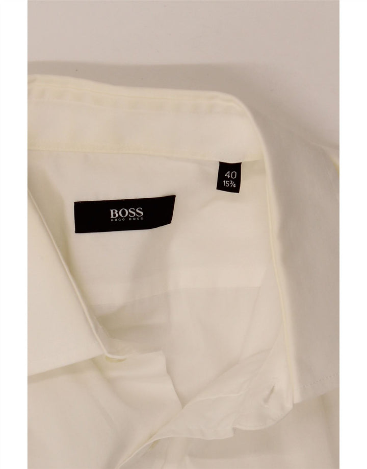 HUGO BOSS Mens Short Sleeve Shirt Size 40 15 1/2 Medium White Vintage Hugo Boss and Second-Hand Hugo Boss from Messina Hembry 