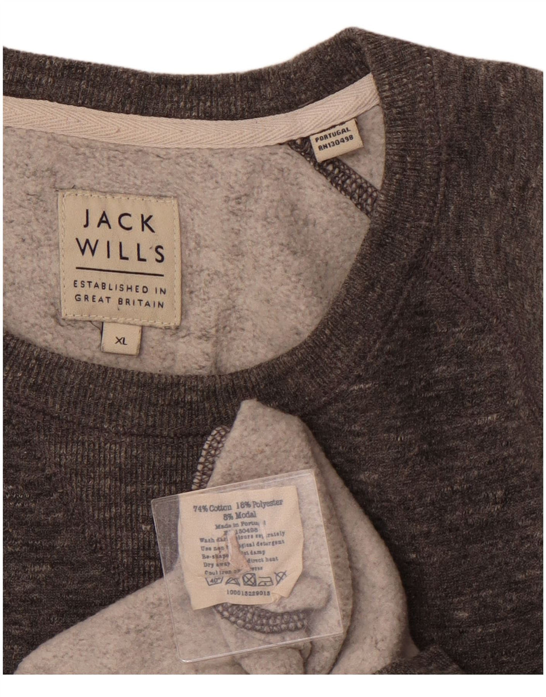 JACK WILLS Pulover pentru bărbați cu decolteu rotund, XL, bumbac cu pete gri