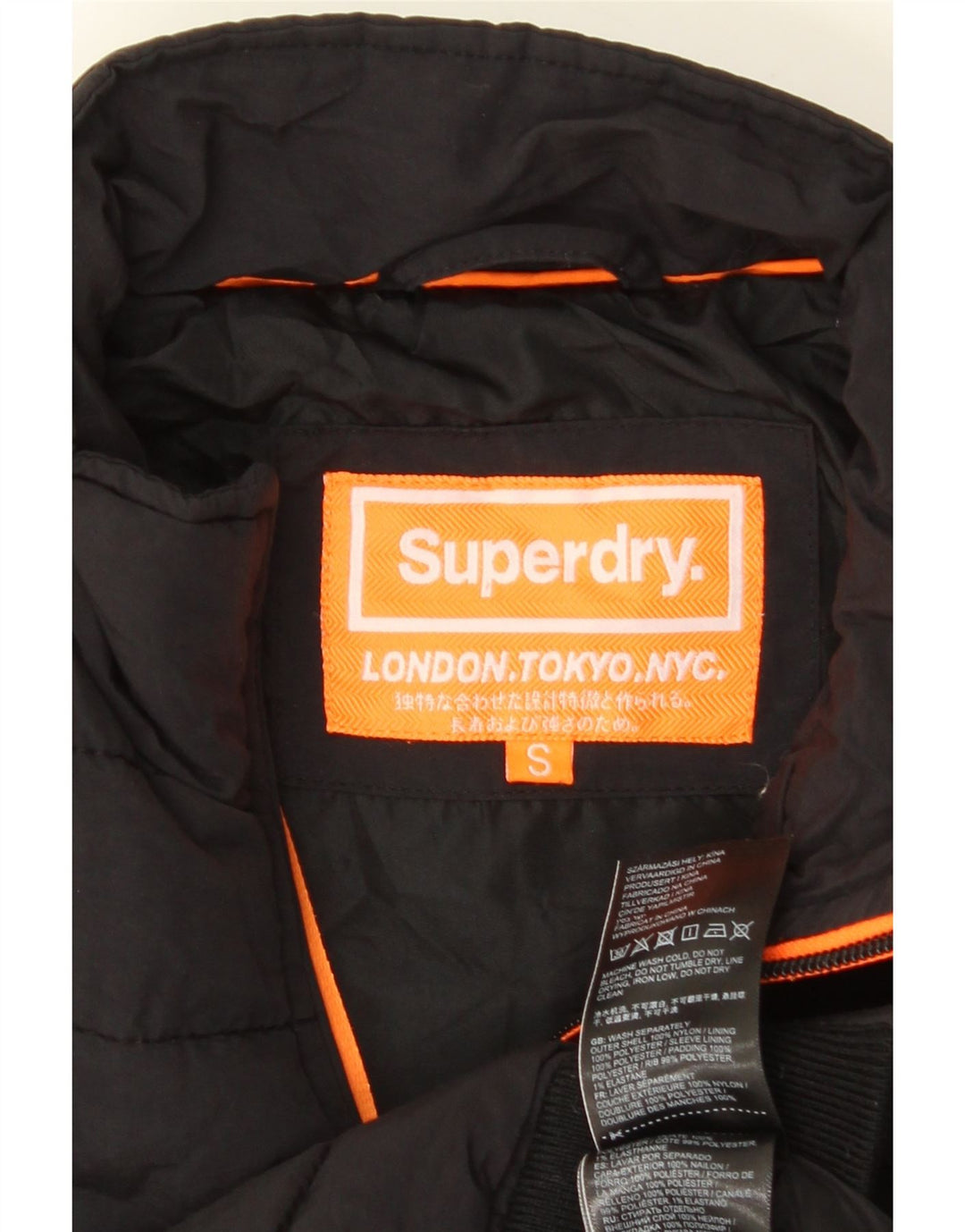 Jachetă căptușită pentru bărbați SUPERDRY UK 36 Small Black Nylon