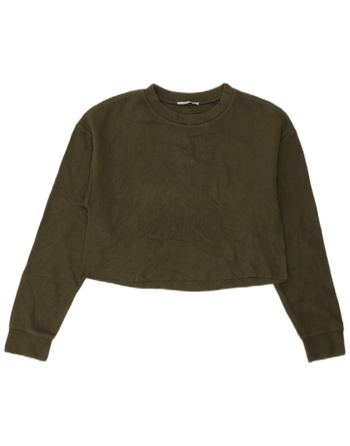 Crop Top pentru femei Zara cu mânecă lungă UK 10 Small Green