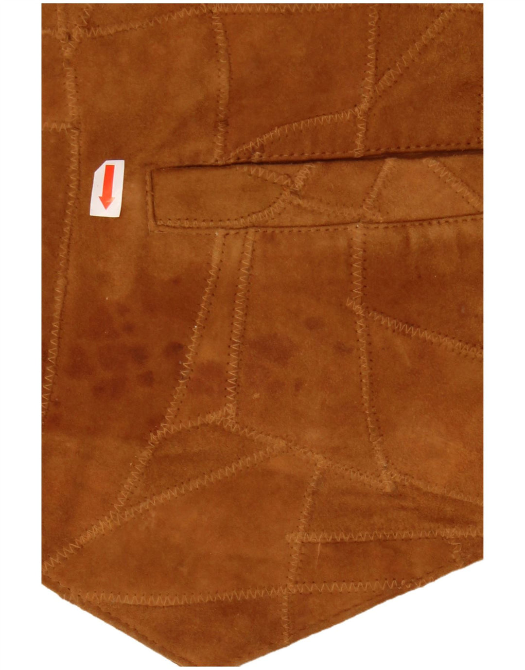 Vestă pentru bărbați VINTAGE din piele intoarsa mare maro mozaic