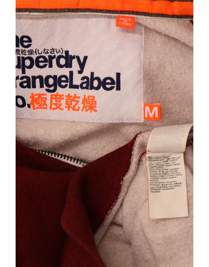 Pulover SUPERDRY pentru bărbați, cu fermoar, bumbac cu pete burgundy mediu