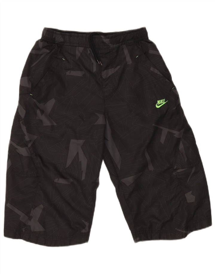 Pantaloni scurți sport NIKE băieți 12-13 ani, mari, negru, geometric, poliester