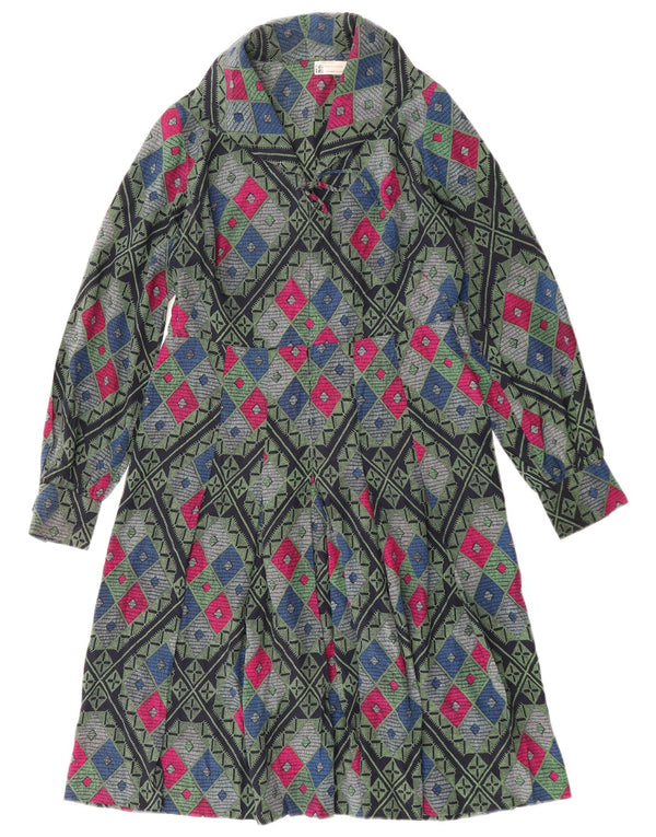 Rochie vintage pentru femei în linie A UK 12 Medium Multicolor Geometric