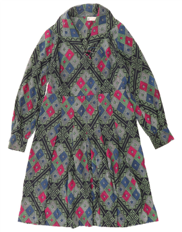 Rochie vintage pentru femei în linie A UK 12 Medium Multicolor Geometric