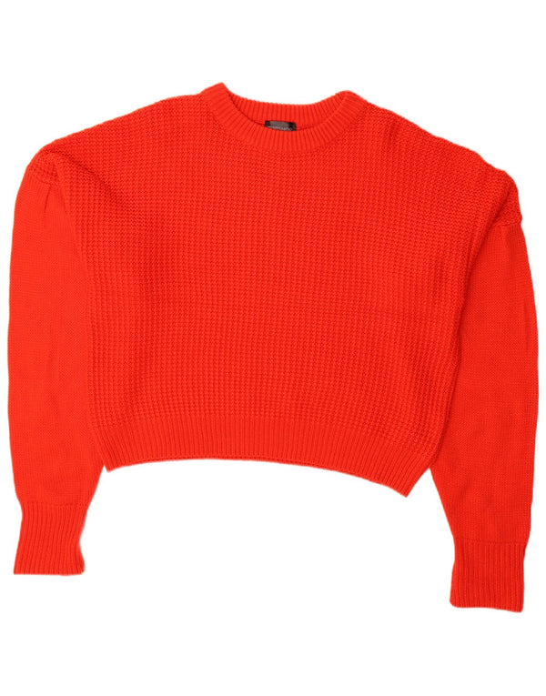 Topshop Pulover supradimensionat pentru femei cu decolteu rotund UK 10 Small Red Acrylic