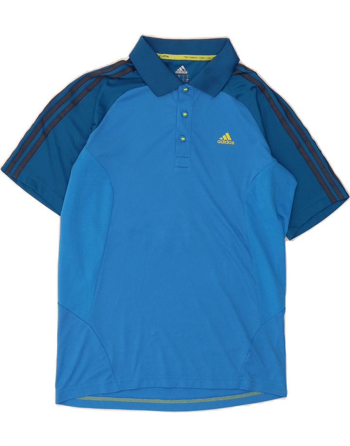 ADIDAS Mens Climacool Polo Shirt Small Blue Colourblock Vintage Adidas and Second-Hand Adidas from Messina Hembry 