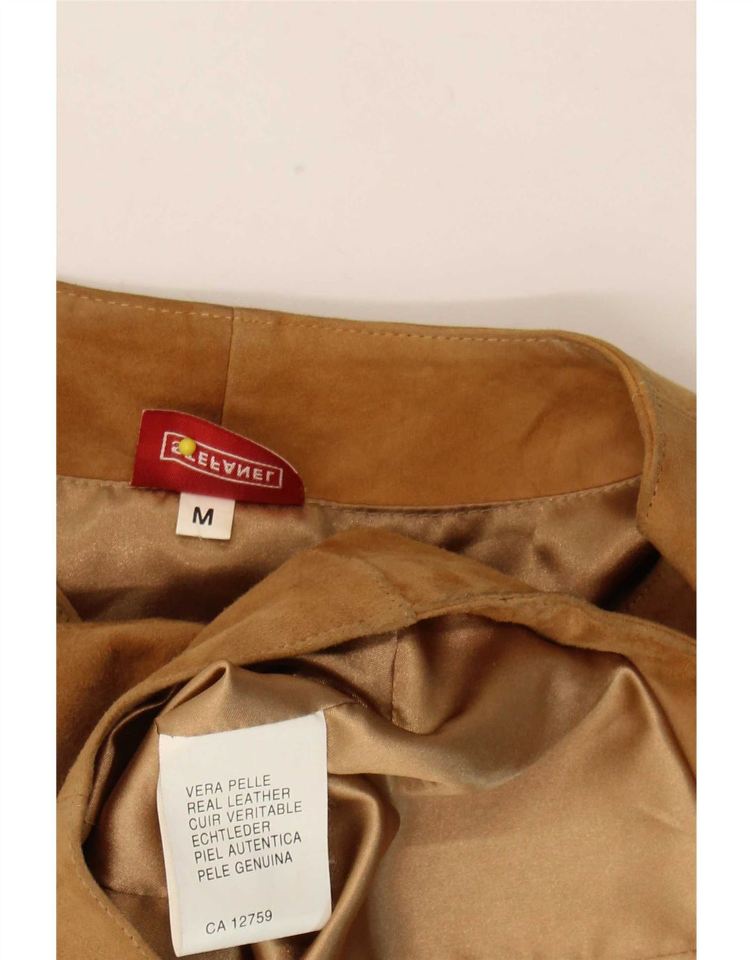 Vesta de piele intoarsa pentru femei Stefanel UK 12 Medium Beige Piele
