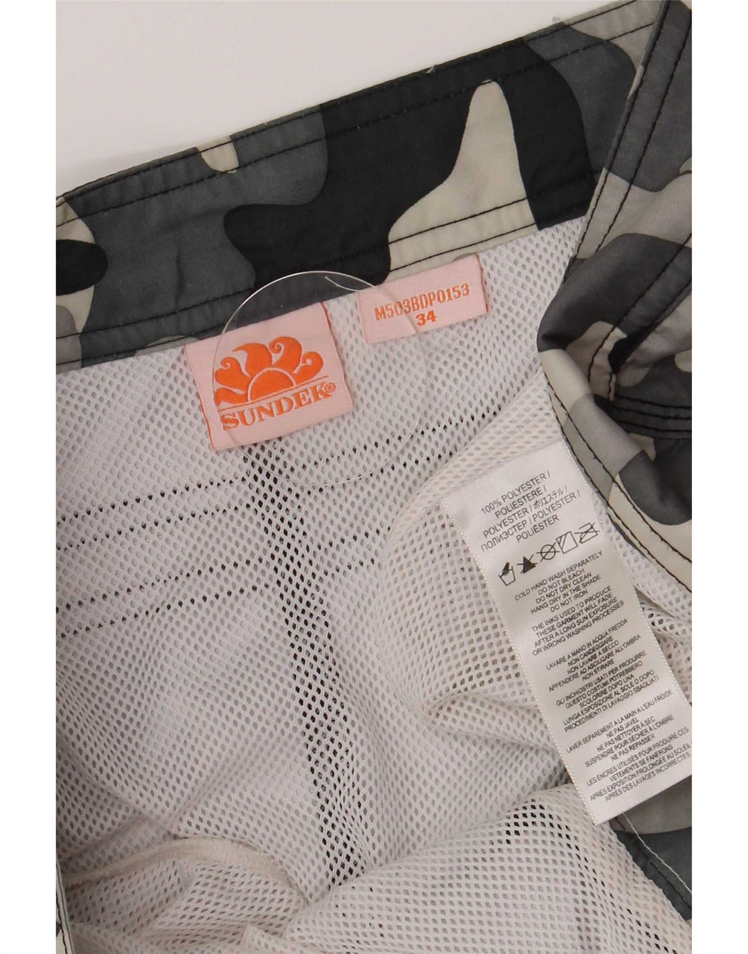 Sundek Pantaloni scurți de înot obișnuiți pentru bărbați, mari, gri, din poliester de camuflaj