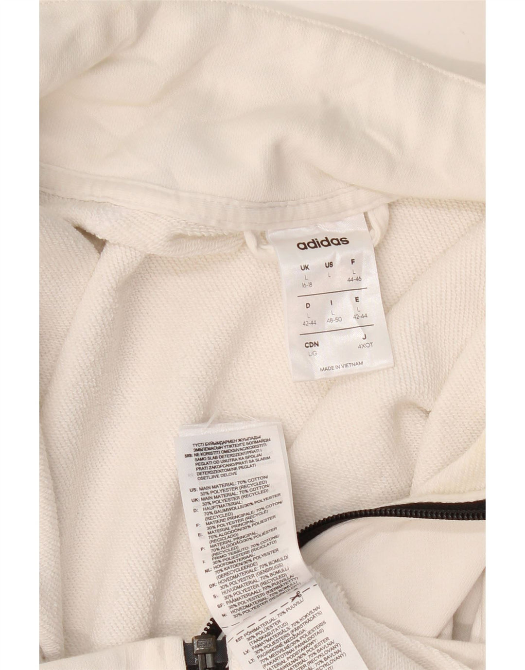 Jachetă de trening pentru femei ADIDAS UK 16/18, mare, alb, bumbac