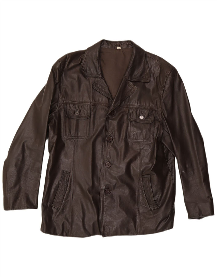 Jachetă de piele pentru bărbați VINTAGE UK 40, mare, maro, din piele