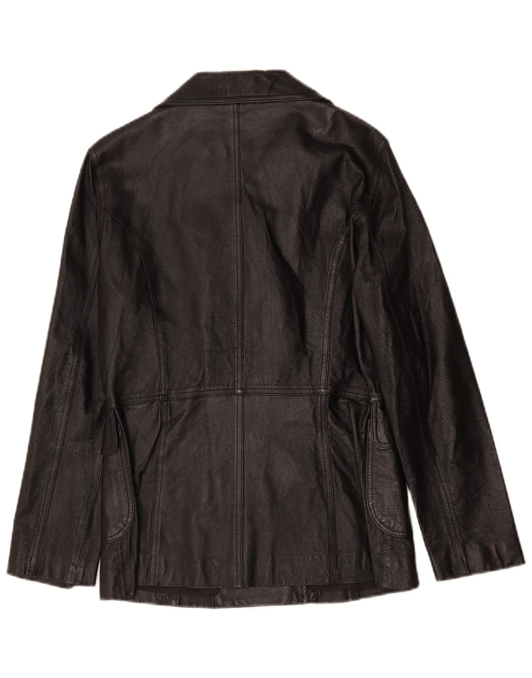 Jachetă de piele vintage pentru femei dublu piept UK 8 Small Black Classic